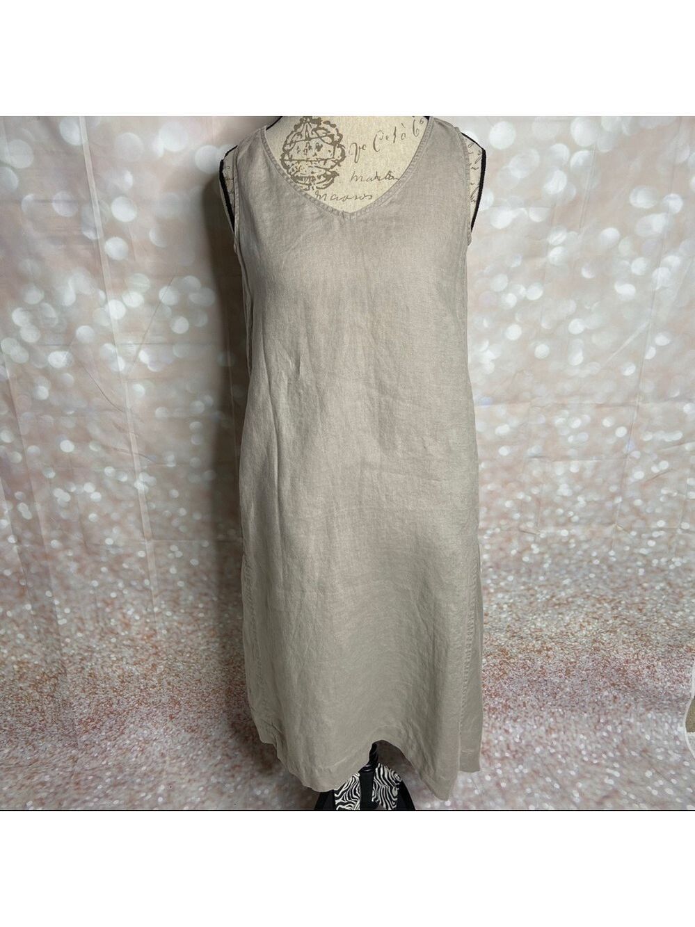 PUREJILL 100% Linen Sleeveless Asymmetrical Dress